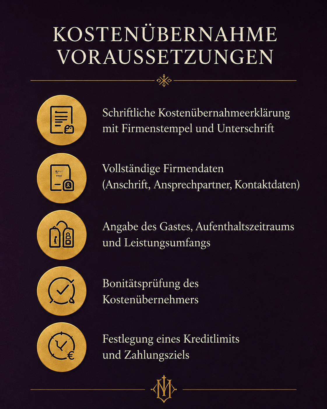 Infografik mit möglichen Angaben und Voraussetzungen einer Kostenübernahme